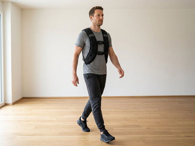 Rucking: gewichtetes Gehen auf dem Gewichtsweste