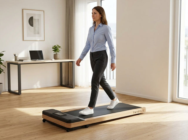 Sanfter Einstieg für Geh-Anfänger auf dem Walking Pad Laufband aus Eichenholz – TWHEELS