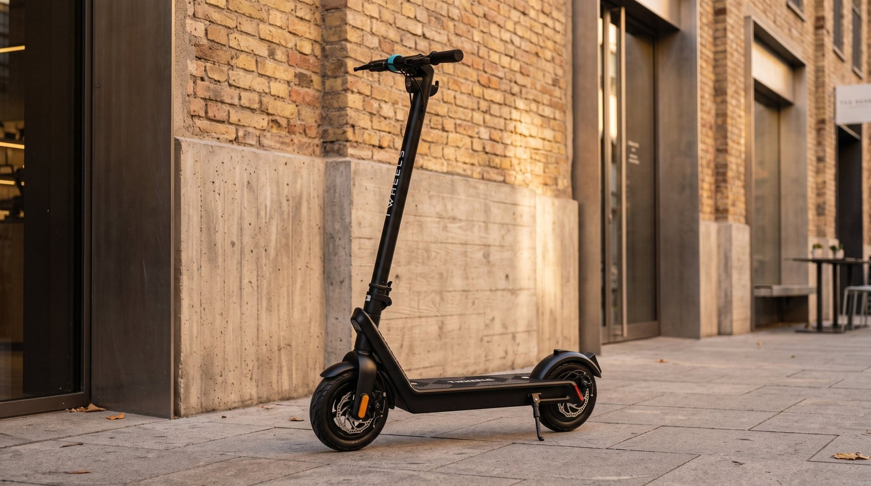 TWHEELS E-Scooter im urbanen Design-Umfeld bei goldenem Licht