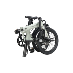 TWHEELS E-Bike City Faltrad mit herausnehmbarem Akku im Sattelrohr.