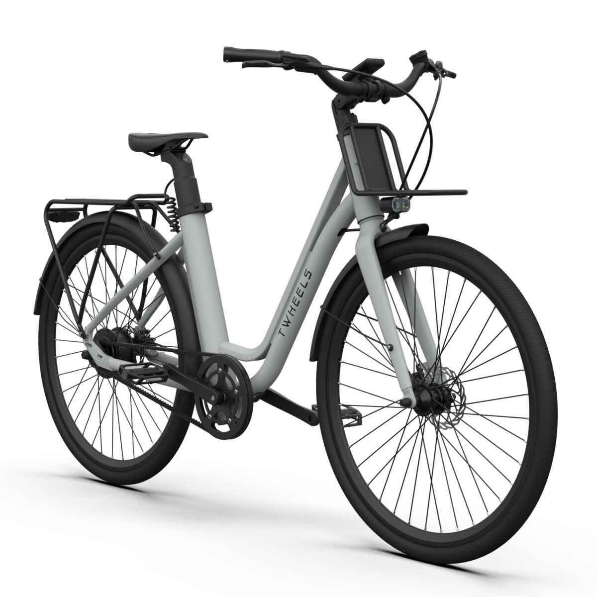 TWHEELS E-Bike City Classic in Schwarz mit tiefem Einstieg fürs bequeme Aufsteigen.