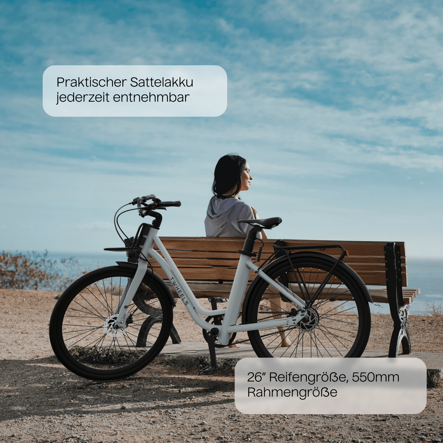 TWHEELS E-Bike City Classic in Schwarz, leise und mühelos durch die Stadt.