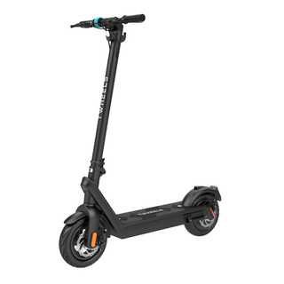TWHEELS E-Scooter Pro in Schwarz mit türkisen Akzenten und breiten Reifen, Seitenansicht.