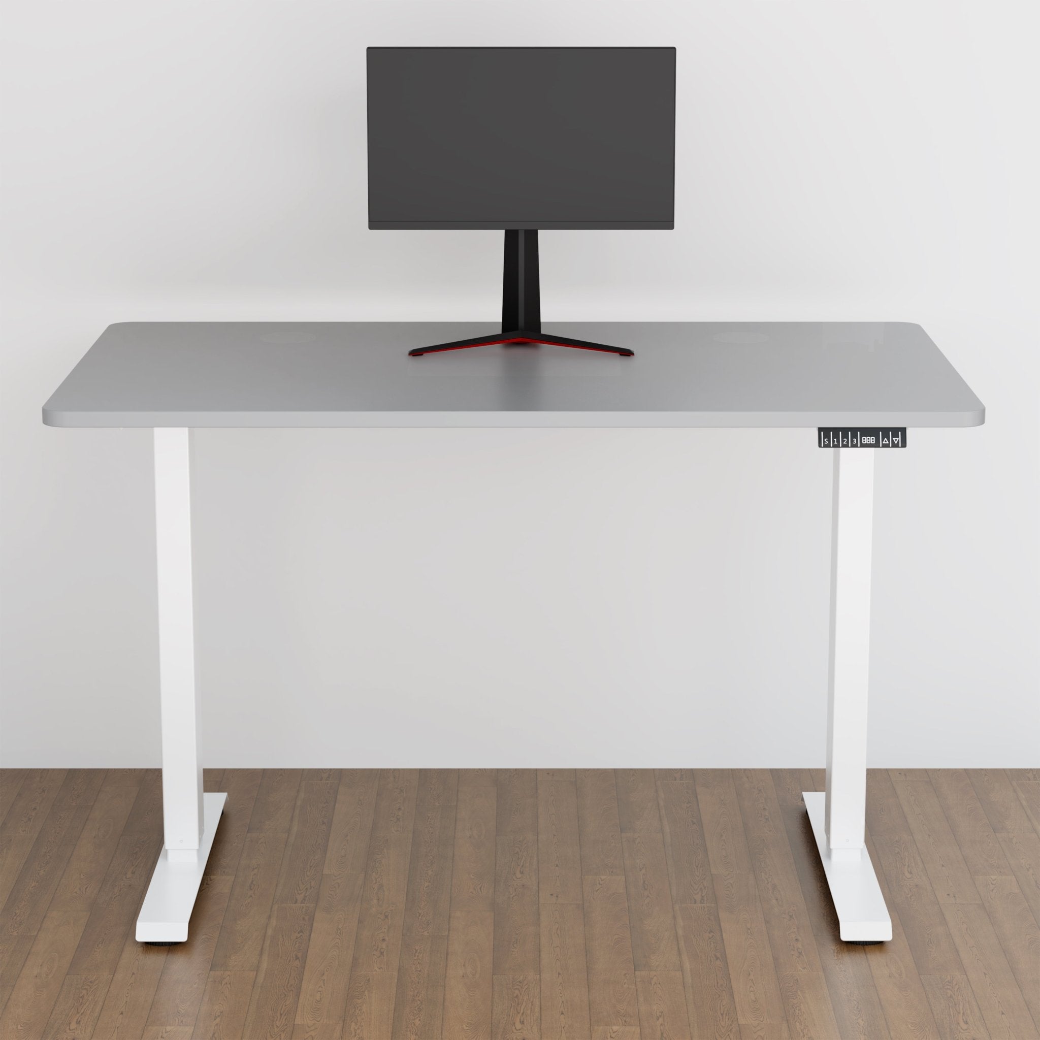 Elektrisch höhenverstellbarer TWHEELS Bürotisch fürs Home-Office.