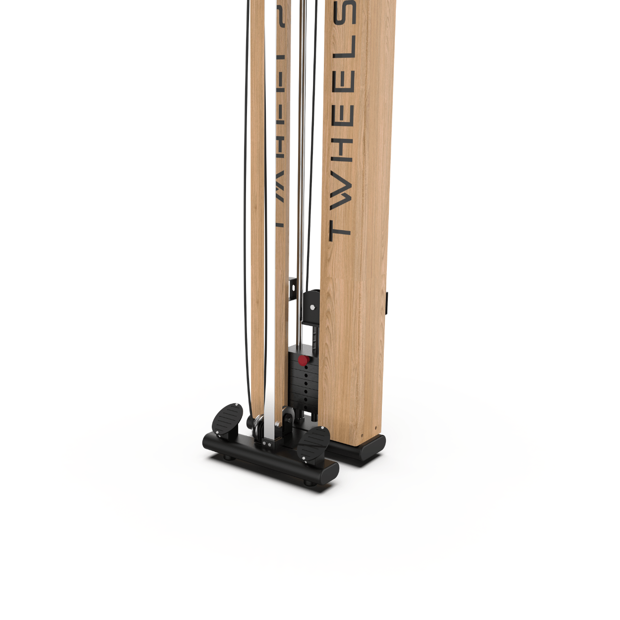 Eleganter TWHEELS Fitness Seilzugturm aus hellem Eichenholz für das Home-Gym.