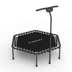 Höhenverstellbares TWHEELS Fitness-Trampolin mit T-Griff für sicheren Halt.