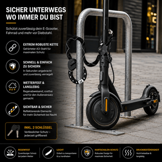 TWHEELS Kettenschloss mit Textilummantelung zum Sichern unterwegs.