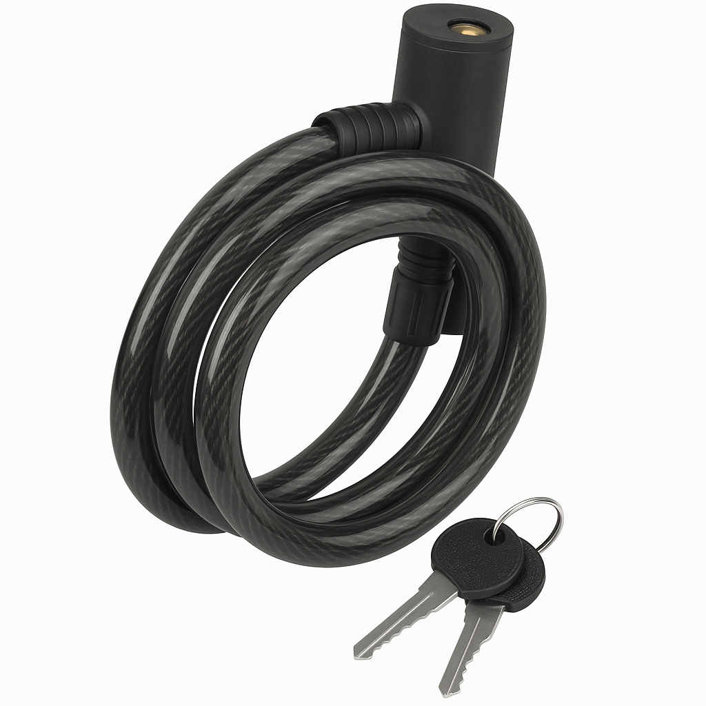 TWHEELS Kettenschloss mit Schlüssel in Schwarz für E-Bike und E-Scooter.
