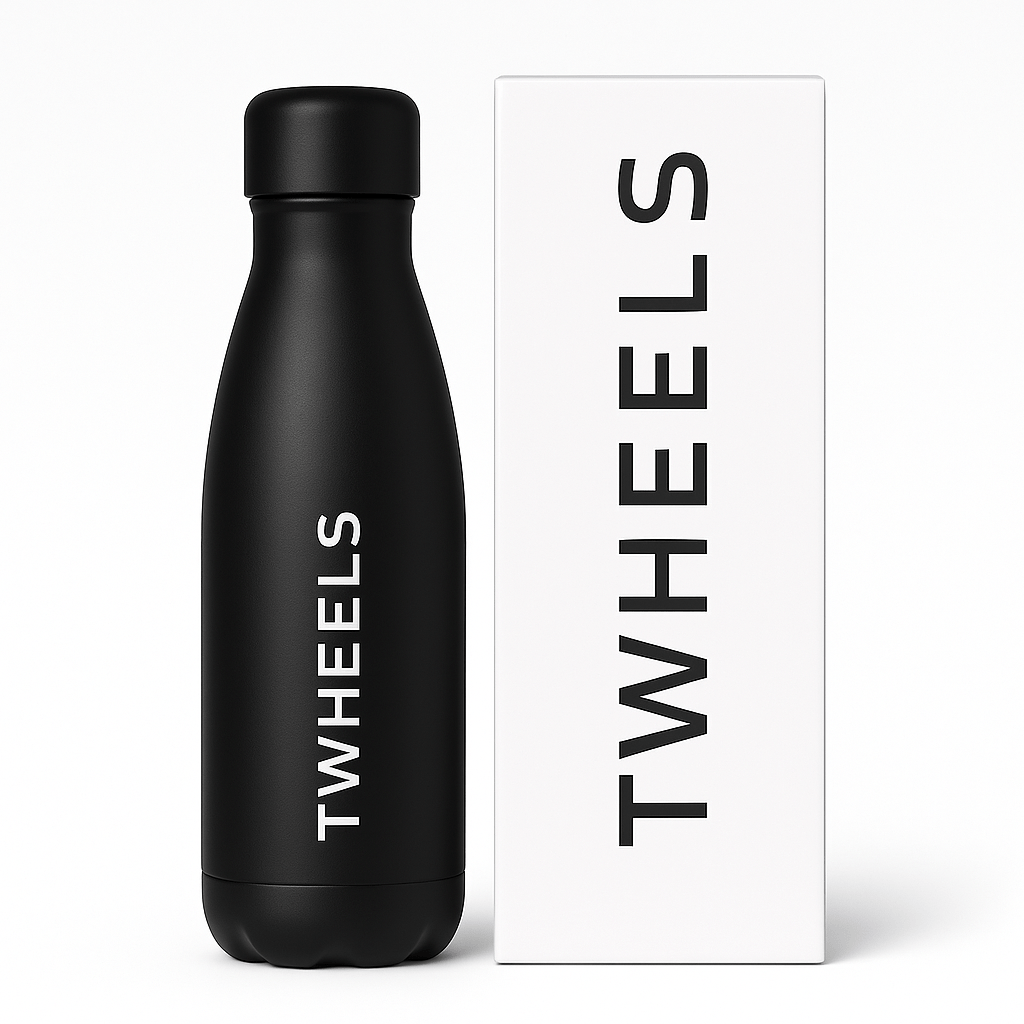 Doppelwandig isolierte TWHEELS Edelstahl-Trinkflasche, 500 ml.