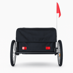 Schwarzer TWHEELS Veloanhänger mit zwei Rädern für E-Bike und Fahrrad.