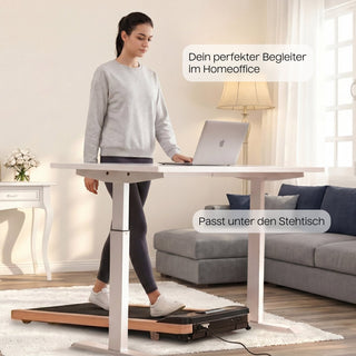 Kompaktes TWHEELS Walking Pad Laufband aus massivem Eichenholz fürs Büro und Zuhause.