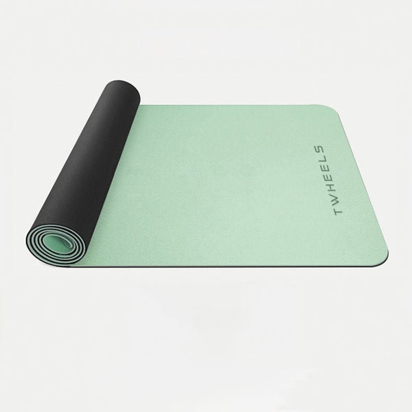 Mintgrüne TWHEELS Yogamatte halb ausgerollt