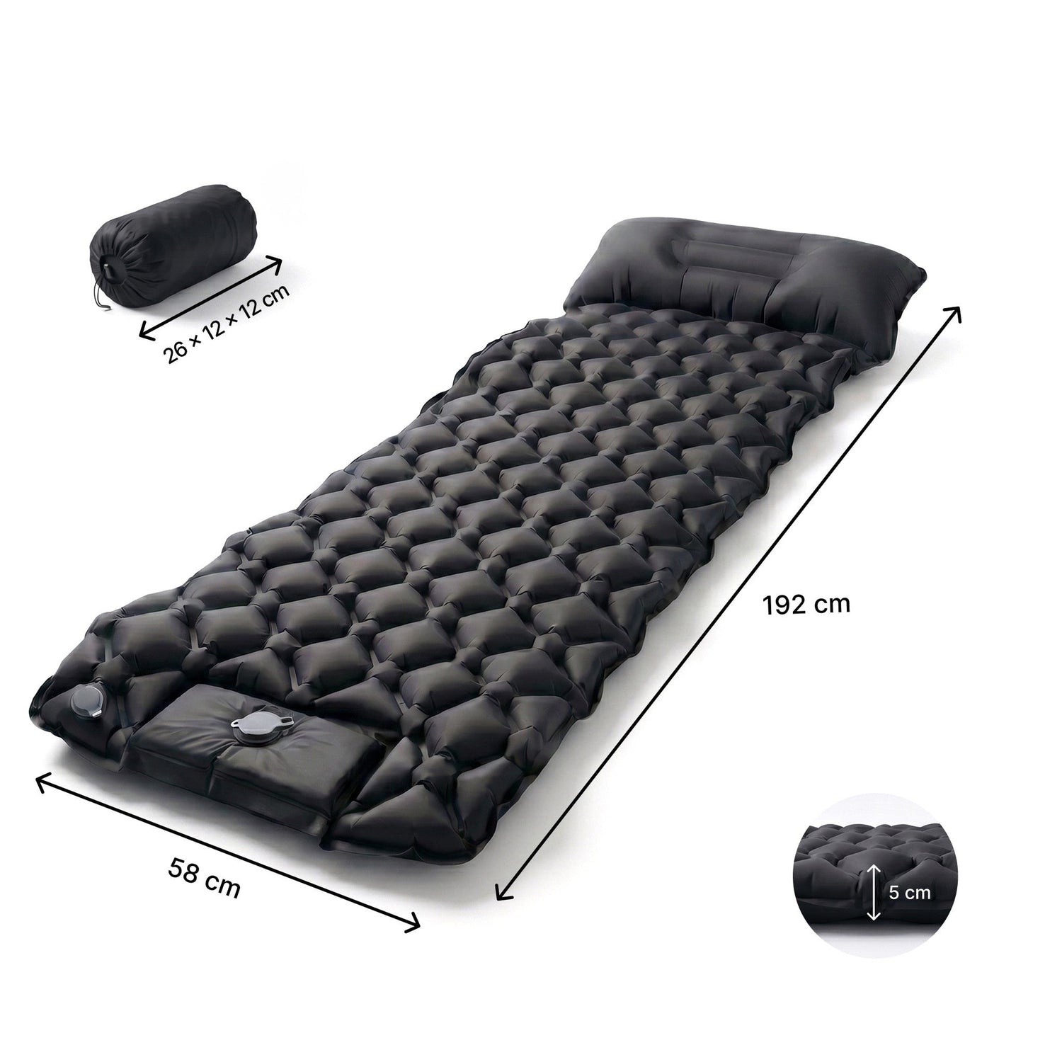 Aufblasbare Campingmatte von TWHEELS, ultraleichte Luftmatratze für 1 oder 2 Personen