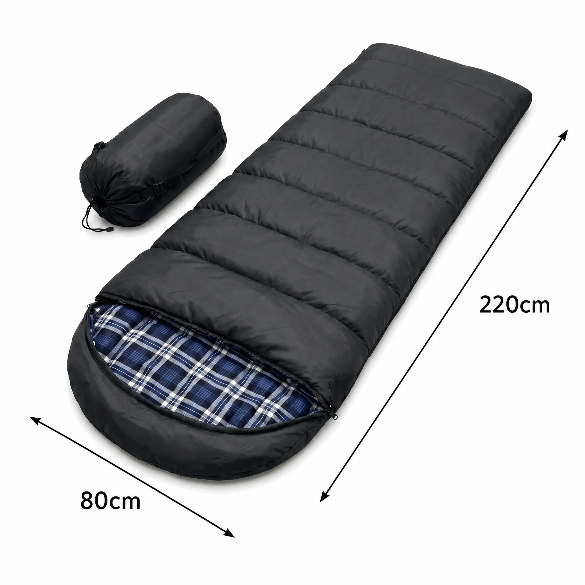 Deckenschlafsack 3-Jahreszeiten – 220 × 80 cm | Flanell | -20°C Extrem | Koppelbar - TWHEELS
