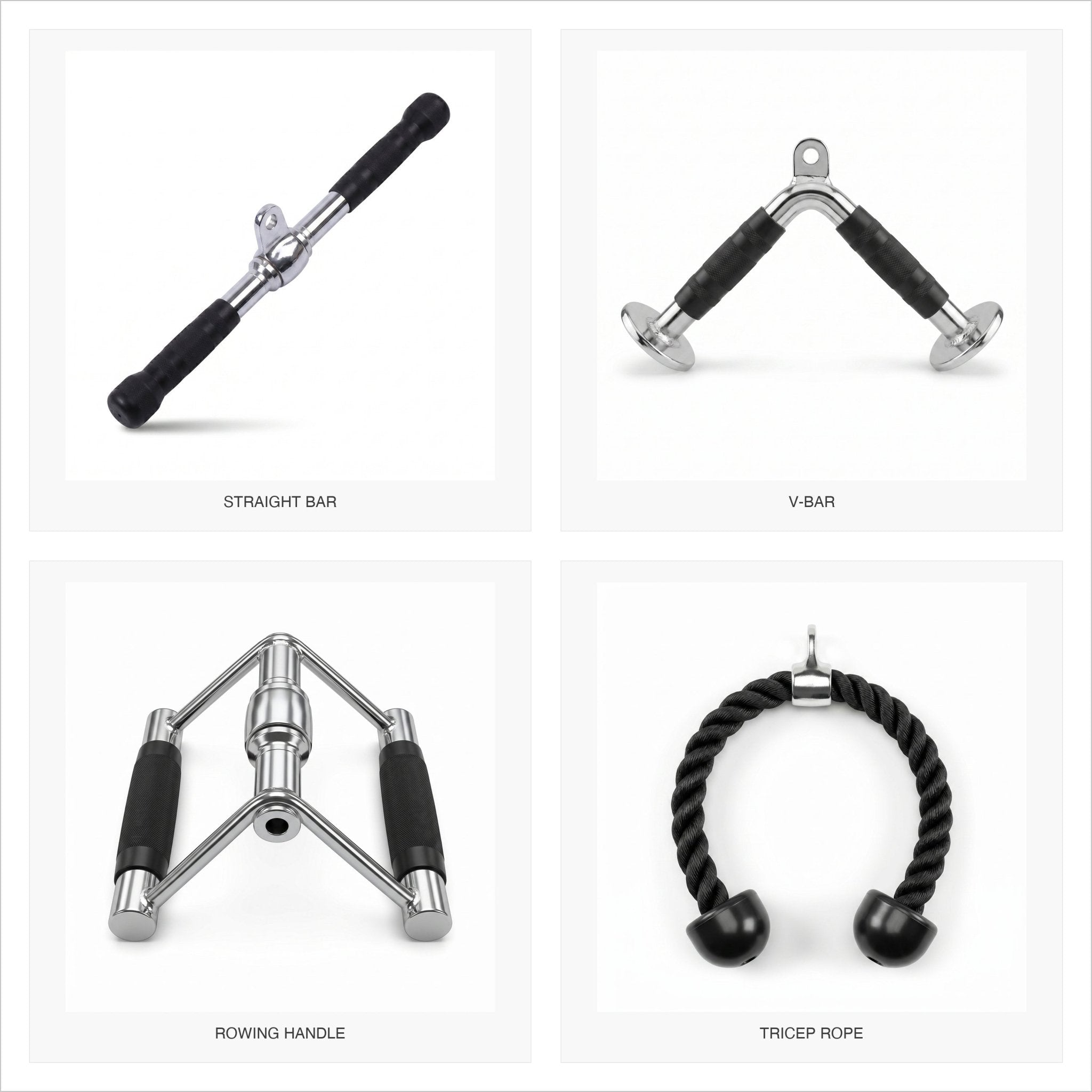 TWHEELS Kabelzug-Aufsatz Set, 4-teilig für den Fitness Seilzugturm.