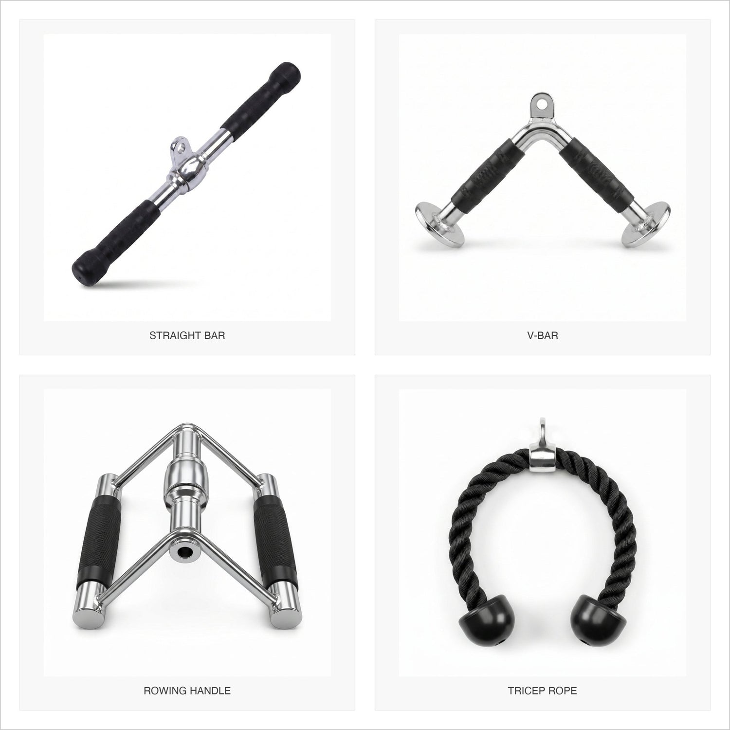 TWHEELS Kabelzug-Aufsatz Set, 4-teilig für den Fitness Seilzugturm.