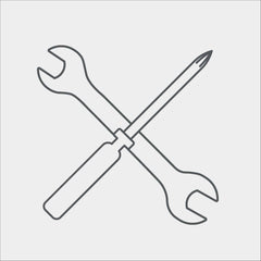 Icon aus Schraubenschlüssel und Schraubenzieher, Platzhalter für TWHEELS Ersatzteile und Zubehör ohne eigenes Bild
