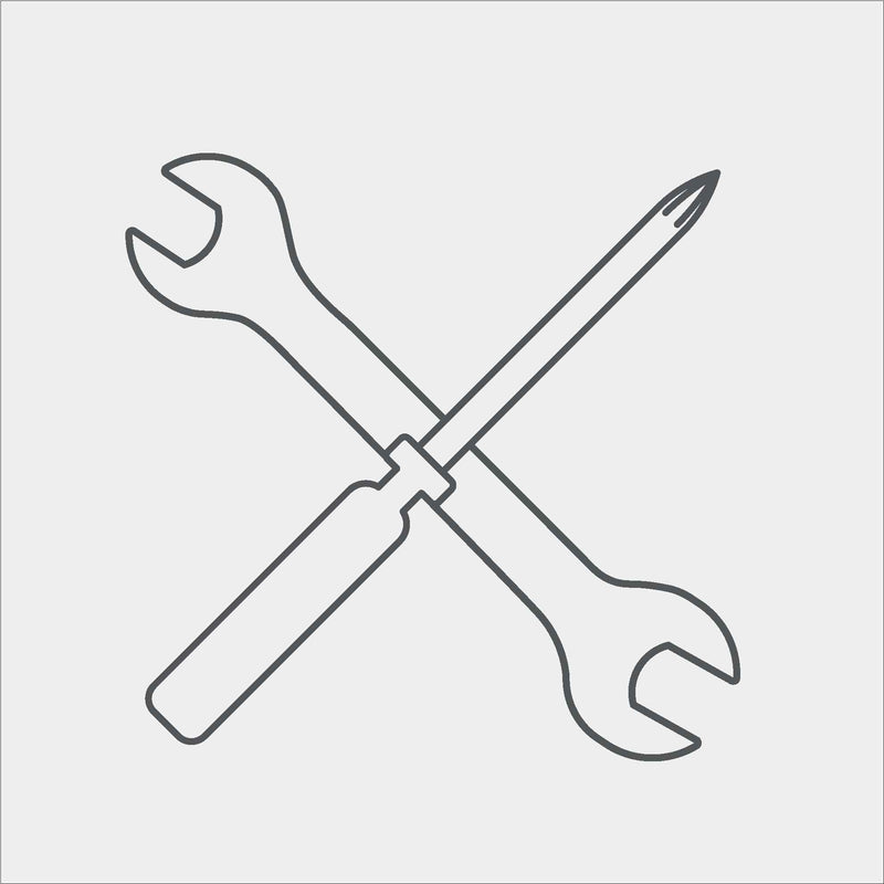 Icon aus Schraubenschlüssel und Schraubenzieher, Platzhalter für TWHEELS Ersatzteile und Zubehör ohne eigenes Bild