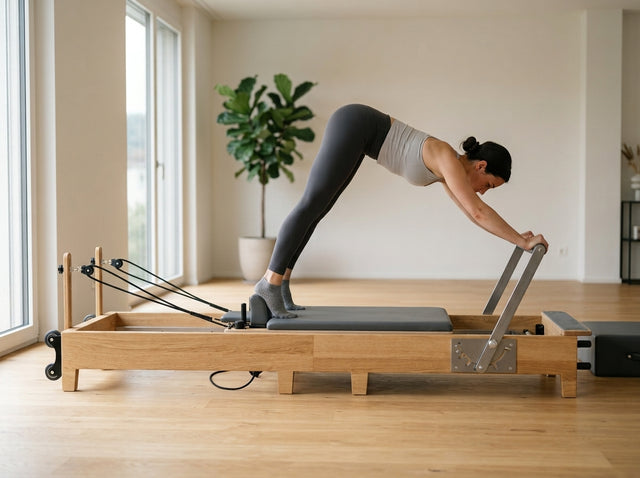 Elefant (Elephant) auf dem Pilates Reformer aus Ahornholz (faltbar) - TWHEELS