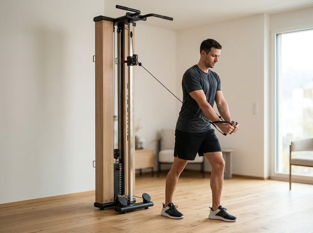 Holzfäller von oben (Woodchop) auf dem Fitness Seilzugturm aus Eichenholz – TWHEELS