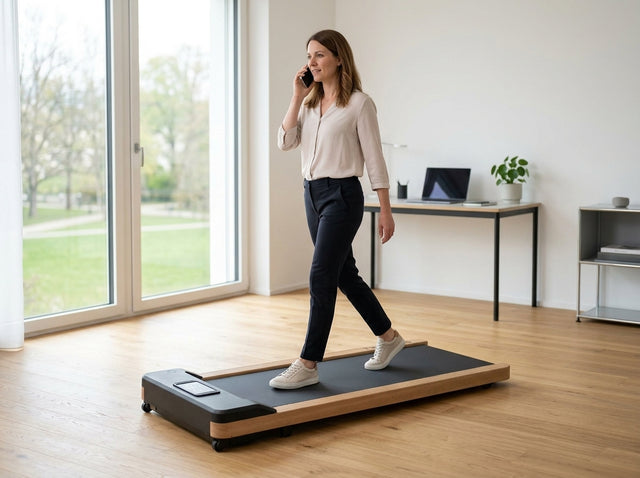 Schritte-Sammler-Tagesplan auf dem Walking Pad Laufband aus Eichenholz – TWHEELS